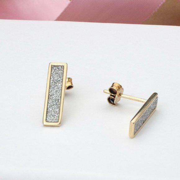 NEW Gold Plated Pave Studs, Gold Plated Sterling Silver Earrings, Hypoallergenic - Picture 3 of 9